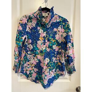 Tuckernuck Teagan Floral Popover Shirt 3/4 Sleeve Top Sz. XS
